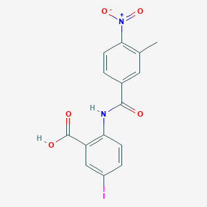molecular formula C15H11IN2O5 B2555724 5-Iodo-2-[(3-methyl-4-nitrobenzoyl)amino]benzoic acid CAS No. 294892-53-8