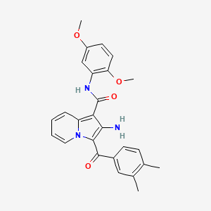 molecular formula C26H25N3O4 B2555726 2-amino-N-(2,5-dimethoxyphenyl)-3-(3,4-dimethylbenzoyl)indolizine-1-carboxamide CAS No. 904266-70-2