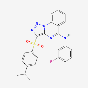 molecular formula C24H20FN5O2S B2555733 N-(3-氟苯基)-3-((4-异丙苯基)磺酰基)-[1,2,3]三唑并[1,5-a]喹唑啉-5-胺 CAS No. 899760-93-1