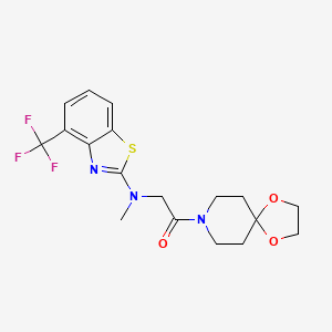 molecular formula C18H20F3N3O3S B2555737 2-(Methyl(4-(trifluoromethyl)benzo[d]thiazol-2-yl)amino)-1-(1,4-dioxa-8-azaspiro[4.5]decan-8-yl)ethanone CAS No. 1396876-69-9