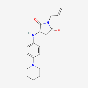 molecular formula C18H23N3O2 B2555739 1-Allyl-3-((4-(piperidin-1-yl)phenyl)amino)pyrrolidine-2,5-dione CAS No. 1009697-81-7