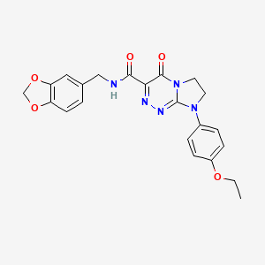 molecular formula C22H21N5O5 B2555743 N-(苯并[d][1,3]二氧杂环-5-基甲基)-8-(4-乙氧基苯基)-4-氧代-4,6,7,8-四氢咪唑并[2,1-c][1,2,4]三嗪-3-甲酰胺 CAS No. 946311-78-0