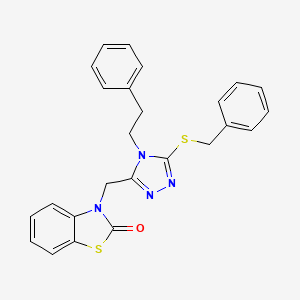 molecular formula C25H22N4OS2 B2555744 3-((5-(苯甲硫基)-4-苯乙基-4H-1,2,4-三唑-3-基)甲基)苯并[d]噻唑-2(3H)-酮 CAS No. 847402-54-4