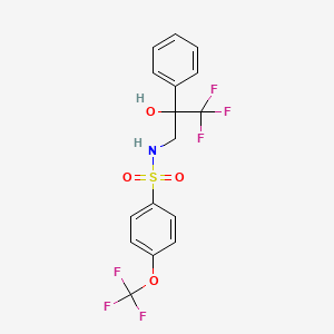 molecular formula C16H13F6NO4S B2555779 N-(3,3,3-trifluoro-2-hydroxy-2-phenylpropyl)-4-(trifluoromethoxy)benzene-1-sulfonamide CAS No. 1351654-73-3
