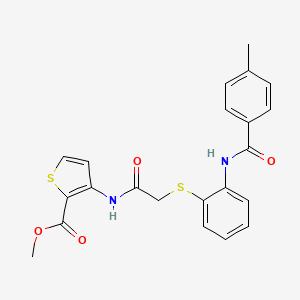 Methyl 3-[[2-[2-[(4-methylbenzoyl)amino]phenyl]sulfanylacetyl]amino]thiophene-2-carboxylate