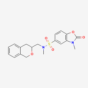 molecular formula C19H20N2O5S B2555847 N-(isochroman-3-ylmethyl)-N,3-dimethyl-2-oxo-2,3-dihydrobenzo[d]oxazole-5-sulfonamide CAS No. 2034440-03-2