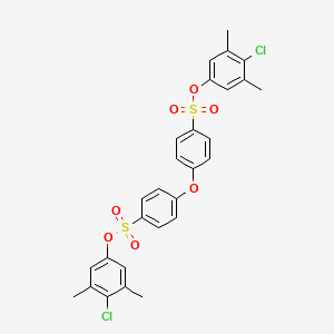 molecular formula C28H24Cl2O7S2 B2555905 4-Chloro-3,5-dimethylphenyl 4-{4-[(4-chloro-3,5-dimethylphenoxy)sulfonyl]phenoxy}benzene-1-sulfonate CAS No. 2361872-93-5