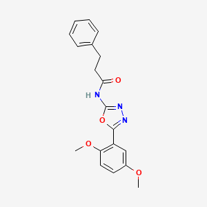molecular formula C19H19N3O4 B2555955 N-[5-(2,5-dimethoxyphenyl)-1,3,4-oxadiazol-2-yl]-3-phenylpropanamide CAS No. 952841-48-4