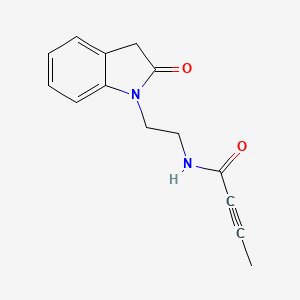 molecular formula C14H14N2O2 B2555973 N-[2-(2-Oxo-3H-indol-1-yl)ethyl]but-2-ynamide CAS No. 2411268-94-3