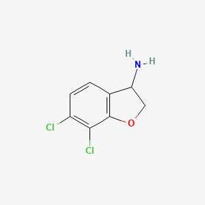 molecular formula C8H7Cl2NO B2556002 6,7-Dichloro-2,3-dihydrobenzofuran-3-amine CAS No. 1153451-91-2