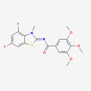 molecular formula C18H16F2N2O4S B2556019 N-[(2Z)-4,6-difluoro-3-methyl-2,3-dihydro-1,3-benzothiazol-2-ylidene]-3,4,5-trimethoxybenzamide CAS No. 868371-30-6