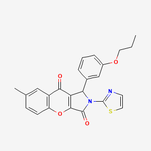 molecular formula C24H20N2O4S B2556031 7-Methyl-1-(3-propoxyphenyl)-2-(thiazol-2-yl)-1,2-dihydrochromeno[2,3-c]pyrrole-3,9-dione CAS No. 632317-94-3
