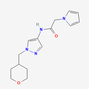 molecular formula C15H20N4O2 B2556036 N-{1-[(oxan-4-yl)methyl]-1H-pyrazol-4-yl}-2-(1H-pyrrol-1-yl)acetamide CAS No. 1706270-07-6