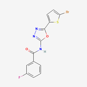 molecular formula C13H7BrFN3O2S B2556037 N-[5-(5-bromothiophen-2-yl)-1,3,4-oxadiazol-2-yl]-3-fluorobenzamide CAS No. 1021104-75-5