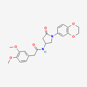 molecular formula C22H24N2O6 B2556043 N-[1-(2,3-dihydro-1,4-benzodioxin-6-yl)-5-oxopyrrolidin-3-yl]-2-(3,4-dimethoxyphenyl)acetamide CAS No. 896305-88-7