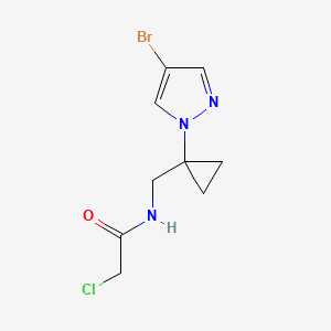 molecular formula C9H11BrClN3O B2556065 N-[[1-(4-Bromopyrazol-1-yl)cyclopropyl]methyl]-2-chloroacetamide CAS No. 2411198-42-8