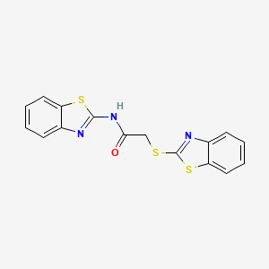 molecular formula C16H11N3OS3 B2556129 N-(1,3-benzothiazol-2-yl)-2-(1,3-benzothiazol-2-ylsulfanyl)acetamide CAS No. 79420-14-7