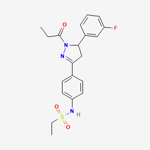 N-{4-[5-(3-fluorophenyl)-1-propanoyl-4,5-dihydro-1H-pyrazol-3-yl]phenyl}ethane-1-sulfonamide