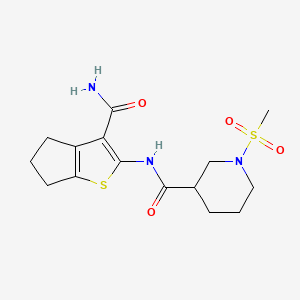 molecular formula C15H21N3O4S2 B2556157 N-{3-carbamoyl-4H,5H,6H-cyclopenta[b]thiophen-2-yl}-1-methanesulfonylpiperidine-3-carboxamide CAS No. 1060211-94-0
