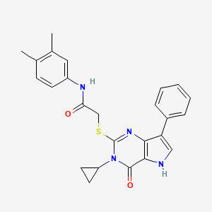 2-((3-cyclopropyl-4-oxo-7-phenyl-4,5-dihydro-3H-pyrrolo[3,2-d]pyrimidin-2-yl)thio)-N-(3,4-dimethylphenyl)acetamide