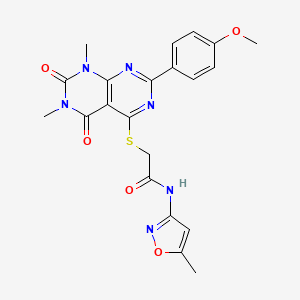 2-((2-(4-methoxyphenyl)-6,8-dimethyl-5,7-dioxo-5,6,7,8-tetrahydropyrimido[4,5-d]pyrimidin-4-yl)thio)-N-(5-methylisoxazol-3-yl)acetamide