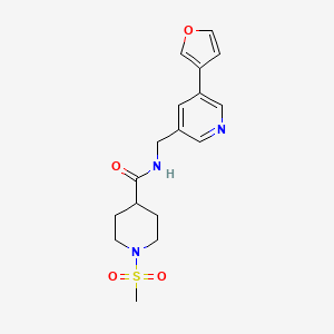 molecular formula C17H21N3O4S B2556185 N-((5-(furan-3-yl)pyridin-3-yl)methyl)-1-(methylsulfonyl)piperidine-4-carboxamide CAS No. 2034393-56-9