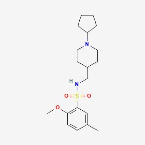 molecular formula C19H30N2O3S B2556202 N-((1-cyclopentylpiperidin-4-yl)methyl)-2-methoxy-5-methylbenzenesulfonamide CAS No. 953259-76-2