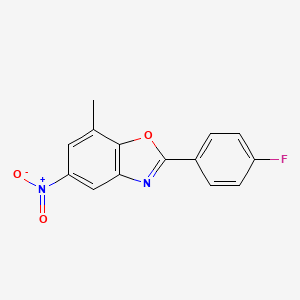 molecular formula C14H9FN2O3 B2556206 2-(4-Fluorophenyl)-7-methyl-5-nitro-1,3-benzoxazole CAS No. 1421240-95-0