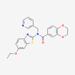 molecular formula C24H21N3O4S B2556218 N-(6-ethoxy-1,3-benzothiazol-2-yl)-N-[(pyridin-3-yl)methyl]-2,3-dihydro-1,4-benzodioxine-6-carboxamide CAS No. 895016-00-9