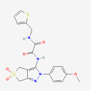 molecular formula C19H18N4O5S2 B2556230 N-[2-(4-methoxyphenyl)-5,5-dioxo-2H,4H,6H-5lambda6-thieno[3,4-c]pyrazol-3-yl]-N'-[(thiophen-2-yl)methyl]ethanediamide CAS No. 899733-41-6