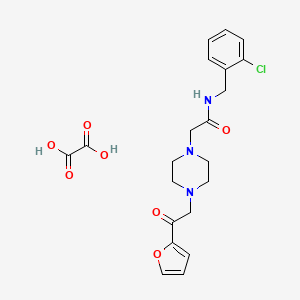 molecular formula C21H24ClN3O7 B2556247 N-(2-chlorobenzyl)-2-(4-(2-(furan-2-yl)-2-oxoethyl)piperazin-1-yl)acetamide oxalate CAS No. 2034586-17-7
