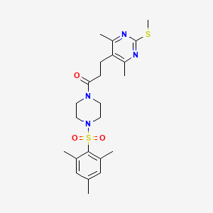 3-[4,6-Dimethyl-2-(methylsulfanyl)pyrimidin-5-yl]-1-[4-(2,4,6-trimethylbenzenesulfonyl)piperazin-1-yl]propan-1-one
