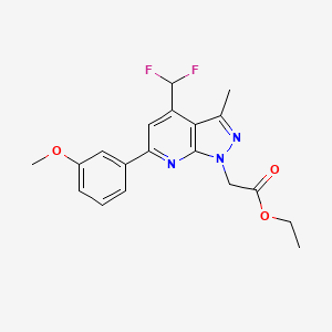 molecular formula C19H19F2N3O3 B2556258 Ethyl 2-(4-(difluoromethyl)-6-(3-methoxyphenyl)-3-methyl-1H-pyrazolo[3,4-b]pyridin-1-yl)acetate CAS No. 1011369-26-8