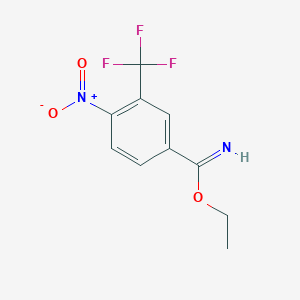 molecular formula C10H9F3N2O3 B2556268 Ethyl 4-nitro-3-(trifluoromethyl)benzenecarboximidate CAS No. 1260875-64-6
