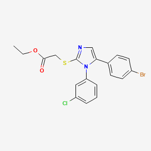 molecular formula C19H16BrClN2O2S B2556282 ethyl 2-((5-(4-bromophenyl)-1-(3-chlorophenyl)-1H-imidazol-2-yl)thio)acetate CAS No. 1226454-65-4