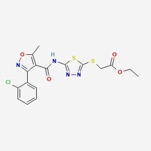 Ethyl 2-((5-(3-(2-chlorophenyl)-5-methylisoxazole-4-carboxamido)-1,3,4-thiadiazol-2-yl)thio)acetate