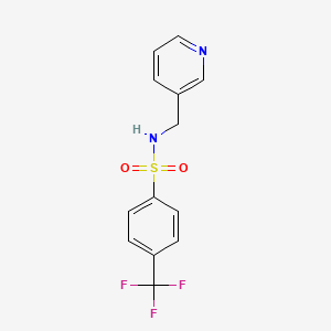 molecular formula C13H11F3N2O2S B2556295 N-[(pyridin-3-yl)methyl]-4-(trifluoromethyl)benzene-1-sulfonamide CAS No. 321715-29-1