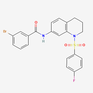 molecular formula C22H18BrFN2O3S B2556311 3-bromo-N-(1-((4-fluorophenyl)sulfonyl)-1,2,3,4-tetrahydroquinolin-7-yl)benzamide CAS No. 1005302-18-0