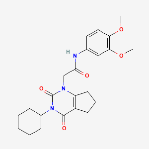 2-(3-cyclohexyl-2,4-dioxo-2,3,4,5,6,7-hexahydro-1H-cyclopenta[d]pyrimidin-1-yl)-N-(3,4-dimethoxyphenyl)acetamide