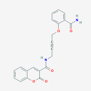 molecular formula C21H16N2O5 B2556320 N-(4-(2-carbamoylphenoxy)but-2-yn-1-yl)-2-oxo-2H-chromene-3-carboxamide CAS No. 1421482-47-4