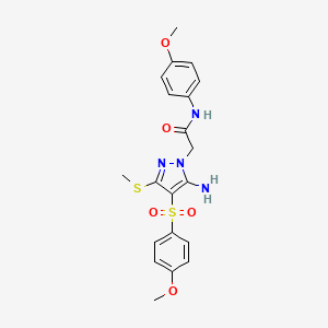 2-(5-amino-4-((4-methoxyphenyl)sulfonyl)-3-(methylthio)-1H-pyrazol-1-yl)-N-(4-methoxyphenyl)acetamide