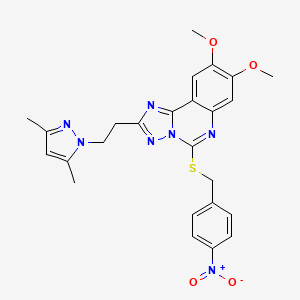 2-(2-(3,5-dimethyl-1H-pyrazol-1-yl)ethyl)-8,9-dimethoxy-5-((4-nitrobenzyl)thio)-[1,2,4]triazolo[1,5-c]quinazoline