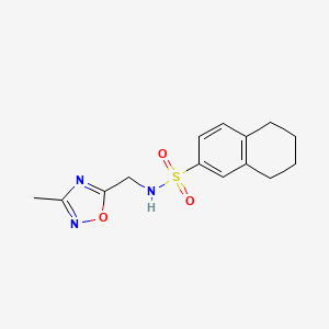molecular formula C14H17N3O3S B2556381 N-[(3-methyl-1,2,4-oxadiazol-5-yl)methyl]-5,6,7,8-tetrahydronaphthalene-2-sulfonamide CAS No. 1234861-50-7
