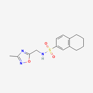 molecular formula C14H17N3O3S B2556381 N-((3-methyl-1,2,4-oxadiazol-5-yl)methyl)-5,6,7,8-tetrahydronaphthalene-2-sulfonamide CAS No. 1234861-50-7