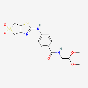 molecular formula C16H21N3O5S2 B2556412 N-(2,2-dimethoxyethyl)-4-({5,5-dioxo-3aH,4H,6H,6aH-5lambda6-thieno[3,4-d][1,3]thiazol-2-yl}amino)benzamide CAS No. 895645-20-2
