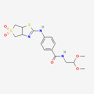 N-(2,2-dimethoxyethyl)-4-[(5,5-dioxido-3a,4,6,6a-tetrahydrothieno[3,4-d][1,3]thiazol-2-yl)amino]benzamide