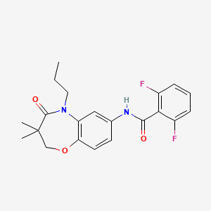 molecular formula C21H22F2N2O3 B2556415 N-(3,3-dimethyl-4-oxo-5-propyl-2,3,4,5-tetrahydro-1,5-benzoxazepin-7-yl)-2,6-difluorobenzamide CAS No. 921864-23-5