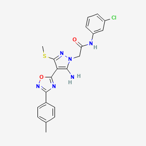 2-[5-amino-4-[3-(4-methylphenyl)-1,2,4-oxadiazol-5-yl]-3-(methylthio)-1H-pyrazol-1-yl]-N-(3-chlorophenyl)acetamide