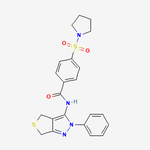 molecular formula C22H22N4O3S2 B2556422 N-(2-phenyl-4,6-dihydro-2H-thieno[3,4-c]pyrazol-3-yl)-4-(pyrrolidin-1-ylsulfonyl)benzamide CAS No. 392254-83-0