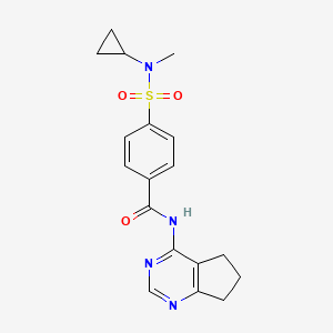 molecular formula C18H20N4O3S B2556427 4-(N-环丙基-N-甲基磺酰氨基)-N-(6,7-二氢-5H-环戊[d]嘧啶-4-基)苯甲酰胺 CAS No. 946274-39-1